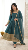 New Designer Heavy Natural Crep With 5mm Sequence And Cording Embroidery Work Anarkali Suit