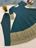 New Designer Heavy Natural Crep With 5mm Sequence And Cording Embroidery Work Anarkali Suit