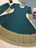 New Designer Heavy Natural Crep With 5mm Sequence And Cording Embroidery Work Anarkali Suit