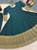 New Designer Heavy Natural Crep With 5mm Sequence And Cording Embroidery Work Anarkali Suit