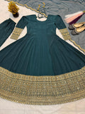 New Designer Heavy Natural Crep With 5mm Sequence And Cording Embroidery Work Anarkali Suit
