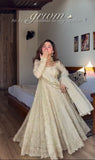 Pure Chinon Silk With Embroidery 5mm Sequences Work Ready To Wear Salwar Kameez