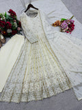 Pure Chinon Silk With Embroidery 5mm Sequences Work Ready To Wear Salwar Kameez