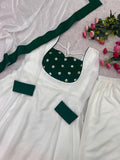 NEW READY TO WEAR SPACIAL FANCY DESIGN EMBROIDERY AND SEQUENCE WORK ANARKALI GOWN-BOTTOM WITH DUPATTA