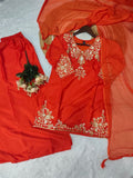 New Party wear Top With Palazzo And Dupatta Set with heavy Embroidery Sequence Work