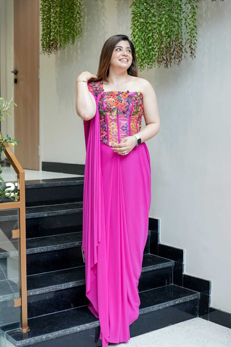 Soft flowy & elegant premium finish Stylish Ready-To-Wear Drape Saree Look