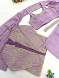 Heavy Crep Silk with Embroidery Sequins lace Beautiful Ready to Wear Saree