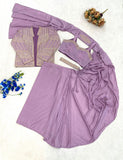 Heavy Crep Silk with Embroidery Sequins lace Beautiful Ready to Wear Saree
