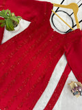 LATEST STYLISH  KURTI, PLAZZO & DUPATTA WITH ORIGINAL BEADS CUT DANA WORK
