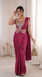 New Super Trending Embroidery Sequence work ready to wear saree with Embroidery Blouse