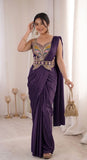 New Super Trending Embroidery Sequence work ready to wear saree with Embroidery Blouse