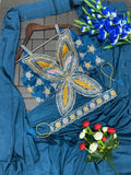 New Super Trending Embroidery Sequence work ready to wear saree with Embroidery Blouse