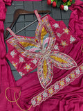 New Super Trending Embroidery Sequence work ready to wear saree with Embroidery Blouse