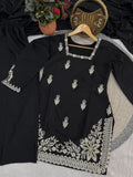 Designer Roman Silk Salwar Kameez With  Sequins And Embroidery Work