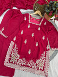 Designer Roman Silk Salwar Kameez With  Sequins And Embroidery Work