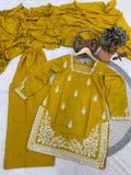 Designer Roman Silk Salwar Kameez With  Sequins And Embroidery Work
