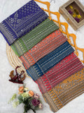 Soft Fox Georgette with Beautiful katdana and real mirror work Saree