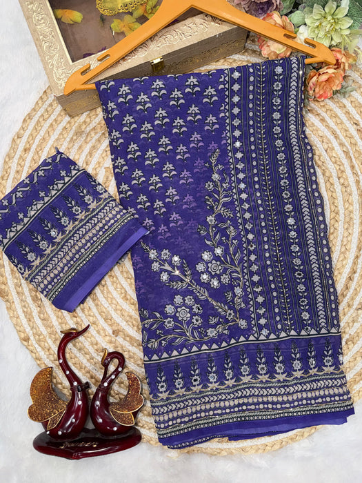 Soft Fox Georgette with Beautiful katdana and real mirror work Saree