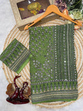 Soft Fox Georgette with Beautiful katdana and real mirror work Saree