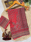 Soft Fox Georgette with Beautiful katdana and real mirror work Saree