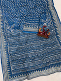 Soft Fox Georgette with Beautiful katdana and real mirror work Saree