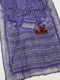 Soft Fox Georgette with Beautiful katdana and real mirror work Saree