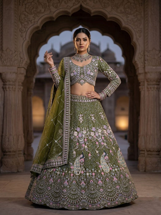 Soft Butterfly Net with Coding Sequins Work With Cancan & Canvas Patta Lehenga Choli