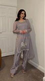 New Designer Faux Georgette With Embroidery Work Top-Bottom And Dupatta Set