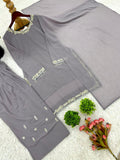 New Designer Faux Georgette With Embroidery Work Top-Bottom And Dupatta Set