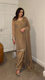 New Designer Faux Georgette With Embroidery Work Top-Bottom And Dupatta Set