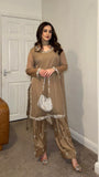 New Designer Faux Georgette With Embroidery Work Top-Bottom And Dupatta Set