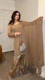 New Designer Faux Georgette With Embroidery Work Top-Bottom And Dupatta Set