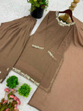 New Designer Faux Georgette With Embroidery Work Top-Bottom And Dupatta Set