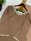 New Designer Faux Georgette With Embroidery Work Top-Bottom And Dupatta Set