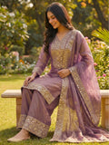 Designer Fendy Silk With Heavy Embroidery Sequence Work Top-Bottom And Dupatta Set