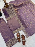 Designer Fendy Silk With Heavy Embroidery Sequence Work Top-Bottom And Dupatta Set
