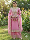Designer Fendy Silk With Heavy Embroidery Sequence Work Top-Bottom And Dupatta Set
