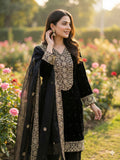 Designer Fendy Silk With Heavy Embroidery Sequence Work Top-Bottom And Dupatta Set