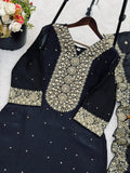 Designer Fendy Silk With Heavy Embroidery Sequence Work Top-Bottom And Dupatta Set