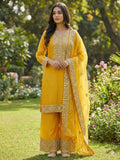Designer Fendy Silk With Heavy Embroidery Sequence Work Top-Bottom And Dupatta Set