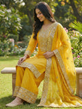 Designer Fendy Silk With Heavy Embroidery Sequence Work Top-Bottom And Dupatta Set