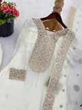 Designer Fendy Silk With Heavy Embroidery Sequence Work Top-Bottom And Dupatta Set