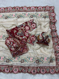 Trending Soft Rangoli Silk Designer Saree With Sequance and dori Embroidery Work with Real Mirror