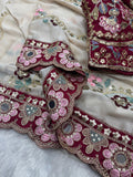 Trending Soft Rangoli Silk Designer Saree With Sequance and dori Embroidery Work with Real Mirror