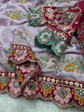 Trending Soft Rangoli Silk Designer Saree With Sequance and dori Embroidery Work with Real Mirror