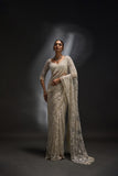 Designer Prty Wear Mono Net Saree With Embroidery And Sequins Work