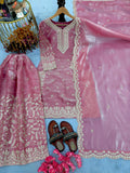 New Designer Party Wear Look Pure GMY SILK Top Plazzo & Dupatta Set