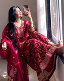 New Designer Party Wear Look Pure GMY SILK Top Plazzo & Dupatta Set