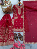 New Designer Party Wear Look Pure GMY SILK Top Plazzo & Dupatta Set