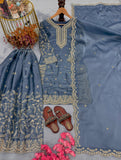 New Designer Party Wear Look Pure GMY SILK Top Plazzo & Dupatta Set